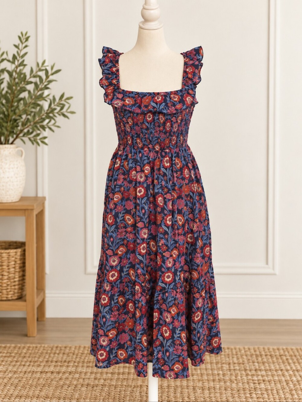Vineyard Vines Floral Smocked Midi Dress Size Medium